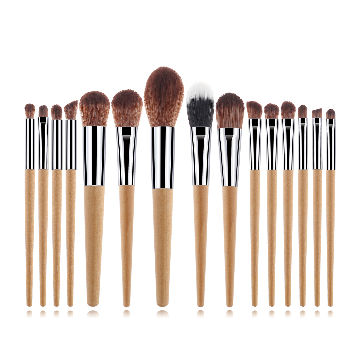 15pcs/set Customized Wood Handle Nylon Wool Makeup Brush Set Makeup Eyeshadow Foundation Brush Set