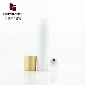 35ml injection glossy white plastic personal care roll-on deodorant bottle with frosted gold cap