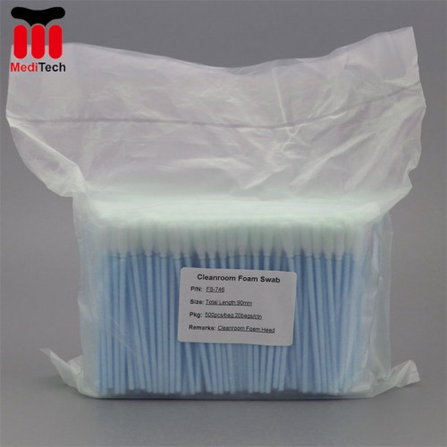 Round Tip Industrial Cotton Bud 100 PPi Open-cell Polyurethane Foam Cleaning Swab