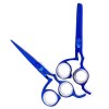 6.5 Inch Professional Blue Titanium Barber Scissor Razor Edge Hair Cutting Scissors and Texturizing/Thinning Shears Scissors Set