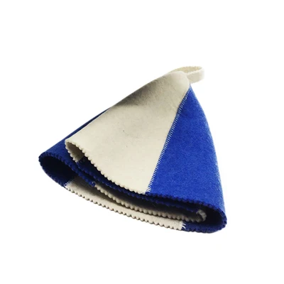 OEM White Blue Polyester Felt Sauna Hat Japanese German Sauna Hat for Sauna Room